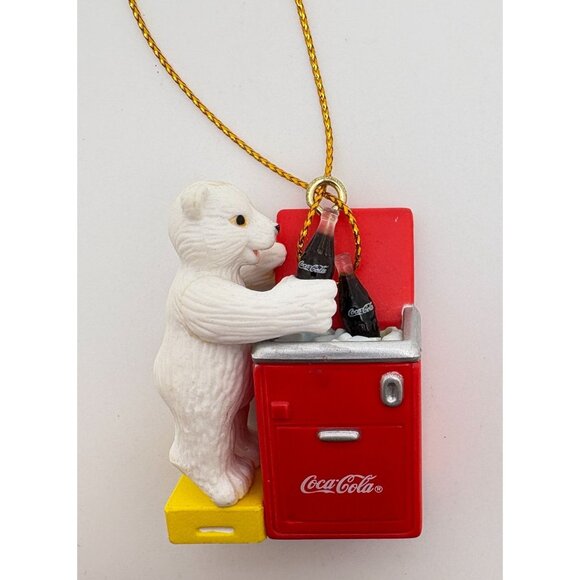 Vintage Coca-Cola Polar Bear Christmas Tree Ornament With Mini Cooler & Bottles - Picture 7 of 9